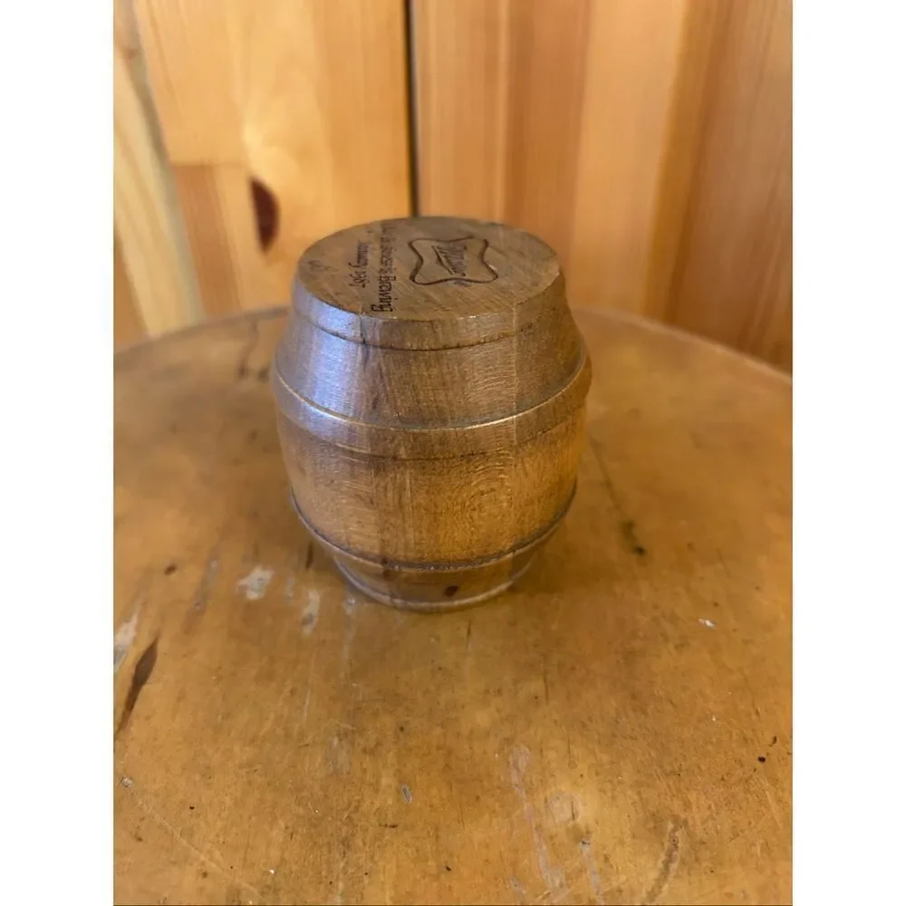 Vintage 1987 Miller Beer Wooden Barrel Keg Paperweight (5266)